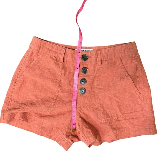 Linen Shorts High Rise Orange - Picture 4 of 7